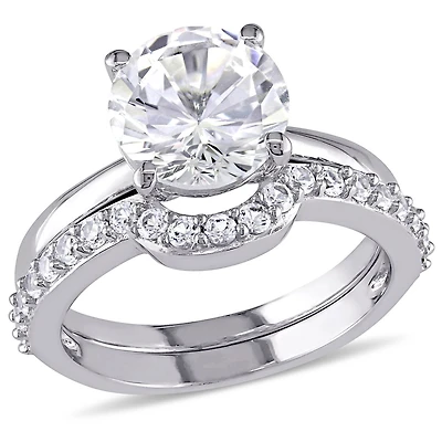 Miabella 2.80 Carat T.G.W. Created White Sapphire 10 K White Gold Bridal Set