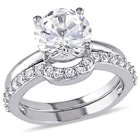 Miabella 2.80 Carat T.G.W. Created White Sapphire 10 K White Gold Bridal Set