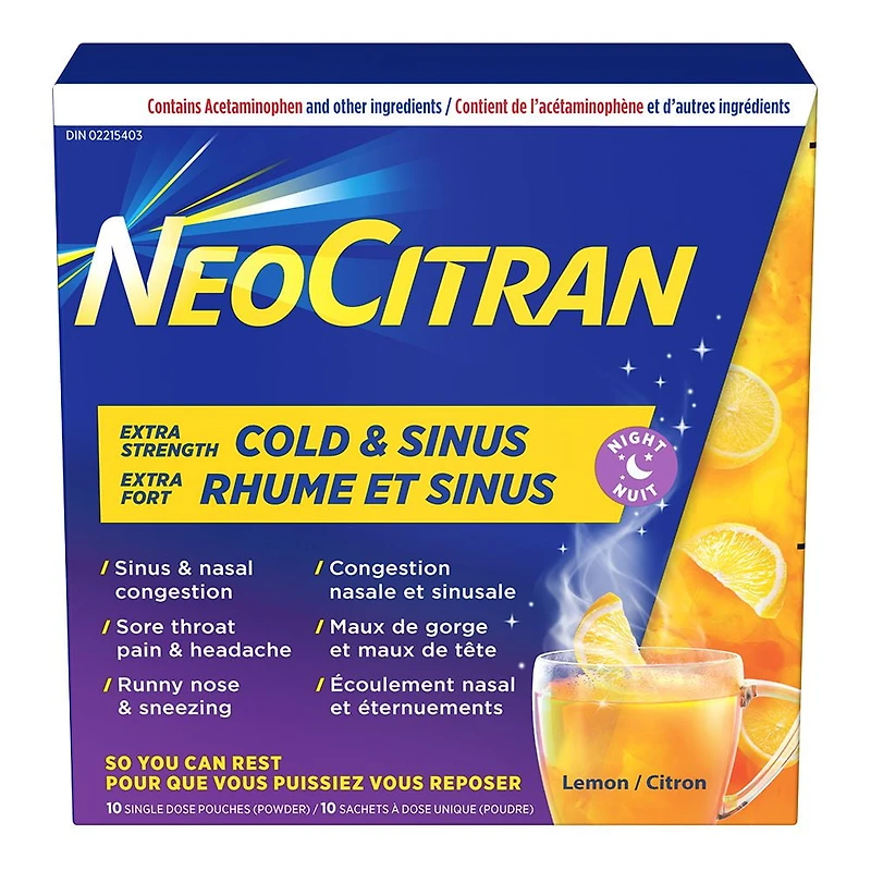 NeoCitran Extra-fort Rhume et Sinus. Médecine liquide chaude