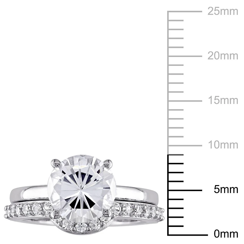 Miabella 2.80 Carat T.G.W. Created White Sapphire 10 K White Gold Bridal Set
