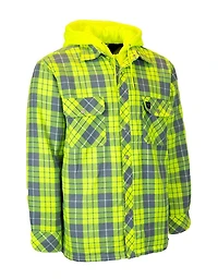 Forcefield Hi Vis Hooded Plaid Quilt-Lined Flannel Shirt Jacket<br>*On-Line Exclusive