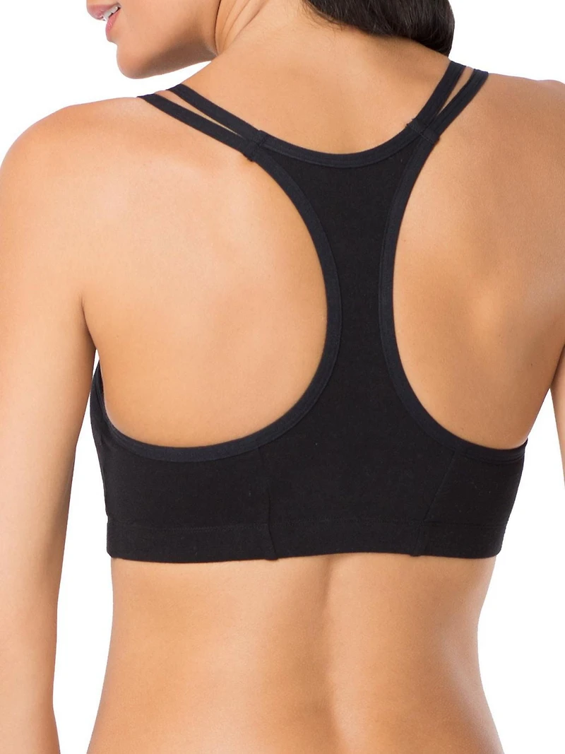 Fruit of the Loom Women's Spaghetti Strap Cotton Sports Bra, 3-Pack, Sizes 34, 36, 38, 40