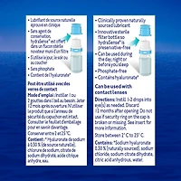 Gouttes oculaires hydraSense Soins de nuit, pour yeux secs, soulagement rapide et de longue durée, sans agent de conservation, lubrifiant de source naturelle