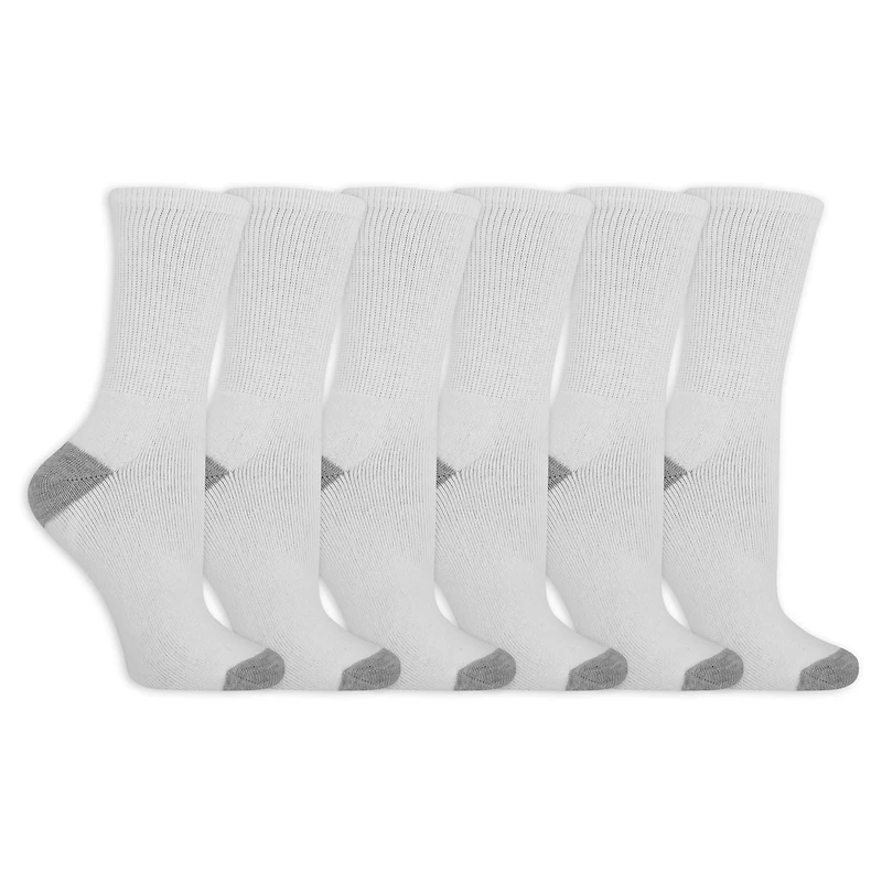 Fruit of the Loom Ladies Crew Socks - 6 Pairs, Available in sizes 4-10