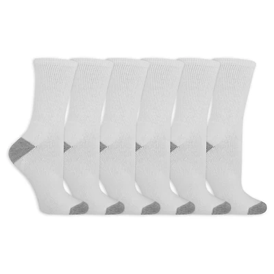 Fruit of the Loom Ladies Crew Socks - 6 Pairs, Available in sizes 4-10