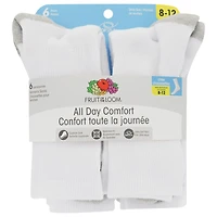 Fruit of the Loom Ladies Crew Socks - 6 Pairs, Available in sizes 4-10