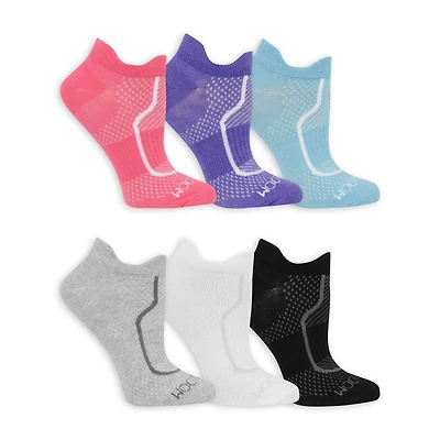 Fruit of the Loom - Ladies 6 pack CoolZone Cotton Flat Knit No Show Tab, Ladies 6 pack - No Show Tab