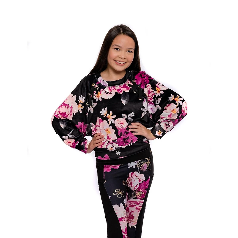 Haut à manches longues pour filles Justice Big Flowers