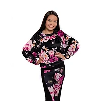 Haut à manches longues pour filles Justice Big Flowers