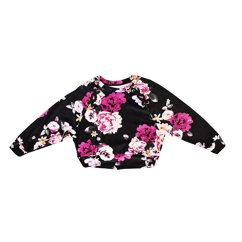 Girls Justice Big Flowers Long Sleeve Top