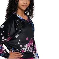 Haut à manches longues avec éclaboussures de peinture Justice pour filles