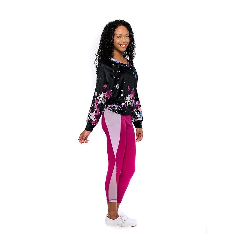 Haut à manches longues avec éclaboussures de peinture Justice pour filles