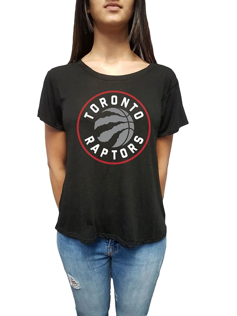 T-shirt dames du nouveau cercle des Raptors de Toronto autorisés par la NBA