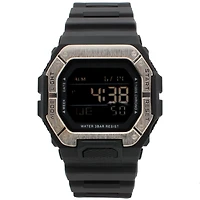 Men’s Digital Sport Watch – Black with Silver-Tone Bezel