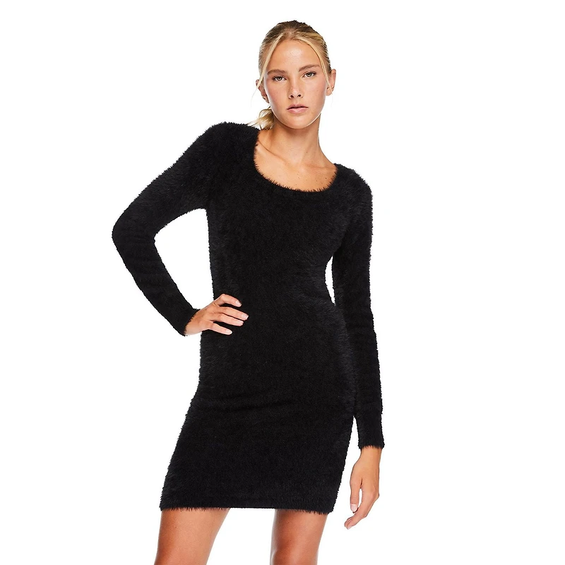No Boundaries Women's Eyelash Sweater Dress