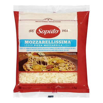 Saputo Fromage Mozzarellissima pizza mozzarella râpé léger 1 kg