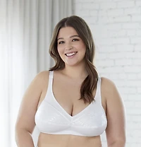 Bestform 9706233 Floral Trim Wireless Cotton Bra with Lightly-Lined Cups, Sizes 38C-44D