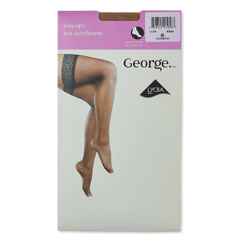 Bas autofixants avec pied sandale George pour femmes Tailles B, C
