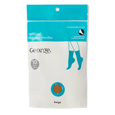 Lot de 10 paires de socquettes George pour femmes Taille unique