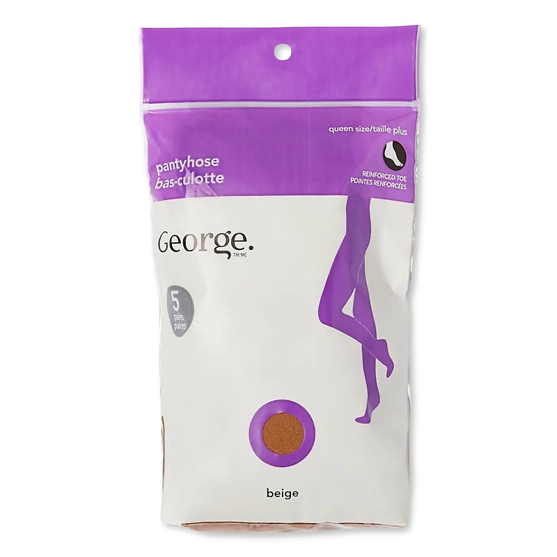 George Women's Queen Size Pantyhose 5-Pack