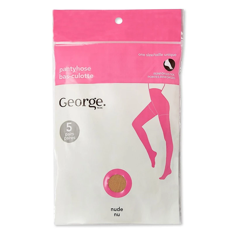 George Women's Pantyhose 5-Pack, One Size