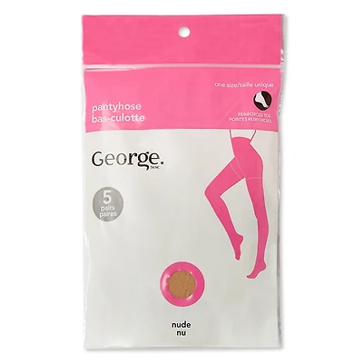 George Women's Pantyhose 5-Pack, One Size