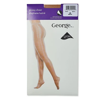 George Women's Glossy Sheer Pantyhose, Sizes A-C