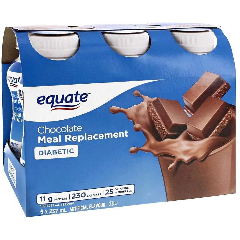 Equate Diabetic Chocolate Meal Replacement, 6 x 237 mL