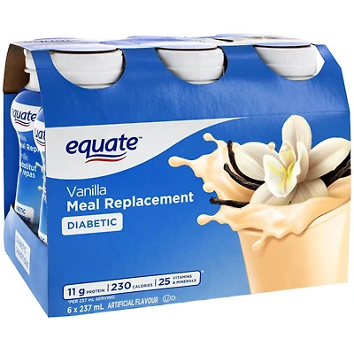 Equate Diabetic Vanilla Meal Replacement, 6 x 237 mL