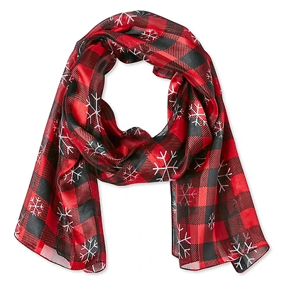 George Women's Snowflake Buffalo Plaid Scarf