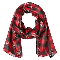 George Women's Snowflake Buffalo Plaid Scarf