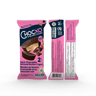 Chocxo Dark Chocolate Organic Almond Butter Cups 28g