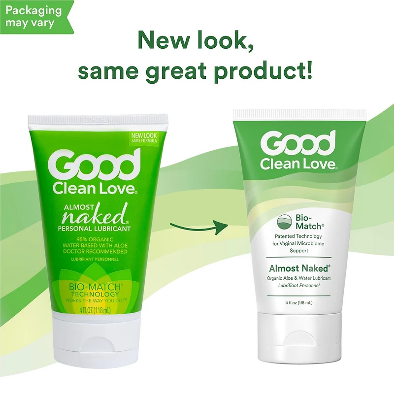 Good Clean Love Almost Naked Organic Water-Based Lube, Personal Lubricant with Aloe Vera, 4 oz