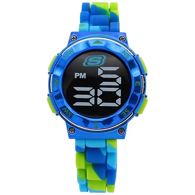 Skechers Boys' Digital Sports Watch – Blue & Neon Green, Kids LED Watch
