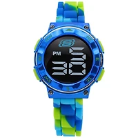 Skechers Boys' Digital Sports Watch – Blue & Neon Green, Kids LED Watch