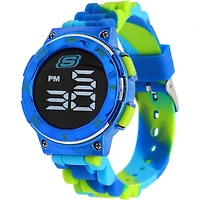 Skechers Boys' Digital Sports Watch – Blue & Neon Green, Kids LED Watch