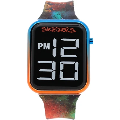 Montre LED Enfant Skechers – Rouge & Noir avec Effet Taches de Peinture Montre LED pour enfants