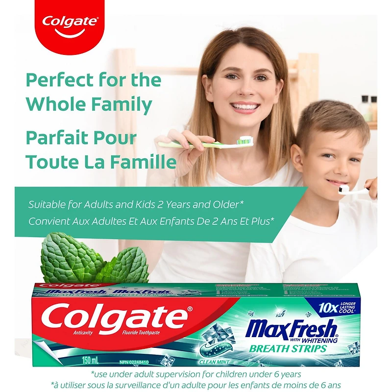 Dentifrice Colgate MaxFrais avec mini-pellicules fraîches, Menthe pure 150 ml