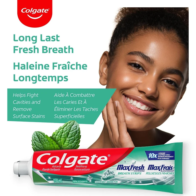 Dentifrice Colgate MaxFrais avec mini-pellicules fraîches, Menthe pure 150 ml