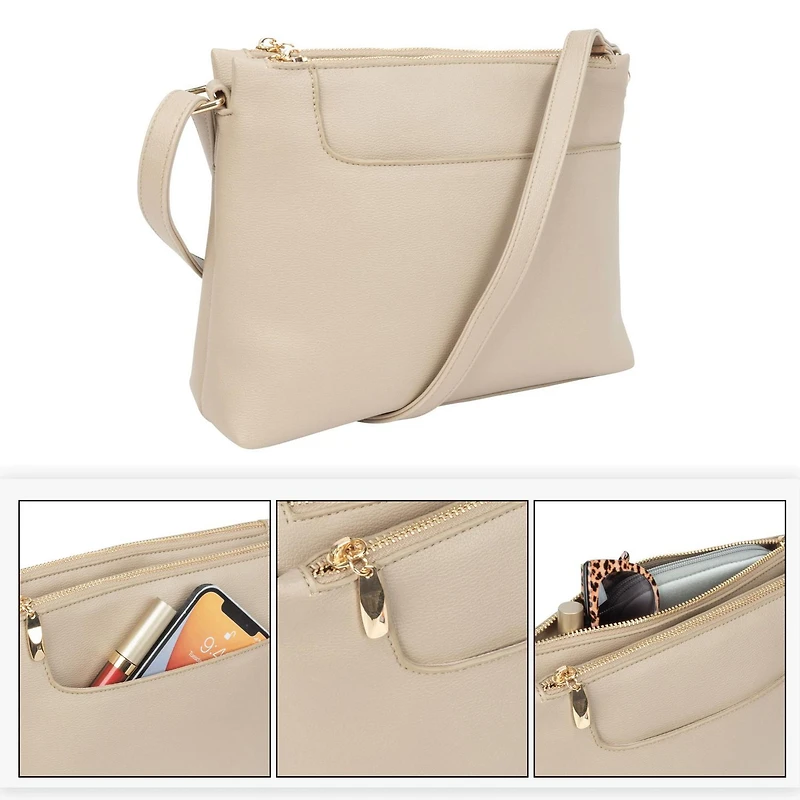 Time And Tru Multi Compartment Flap Crossbody, Multi-Compartment Crossbody.