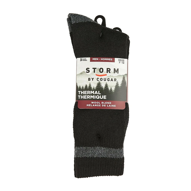 Lot de 3 Paires de Mi-Chaussettes en Laine Storm by Cougar pour Hommes Chaussettes Thermiques Homme, 3 paires