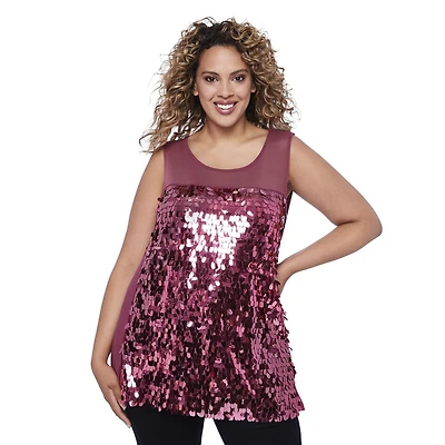 George Plus Women's Mesh Sequin Tank