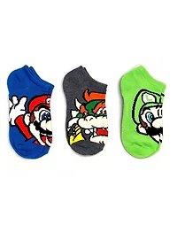 Mario Boys' 3-Pack Lowcut Socks, Sizes 11-2; 3-6