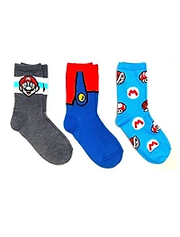Mi-chaussettes Mario pour garçons en paq. de 3 Pointures 11 à 2; 3 à 6