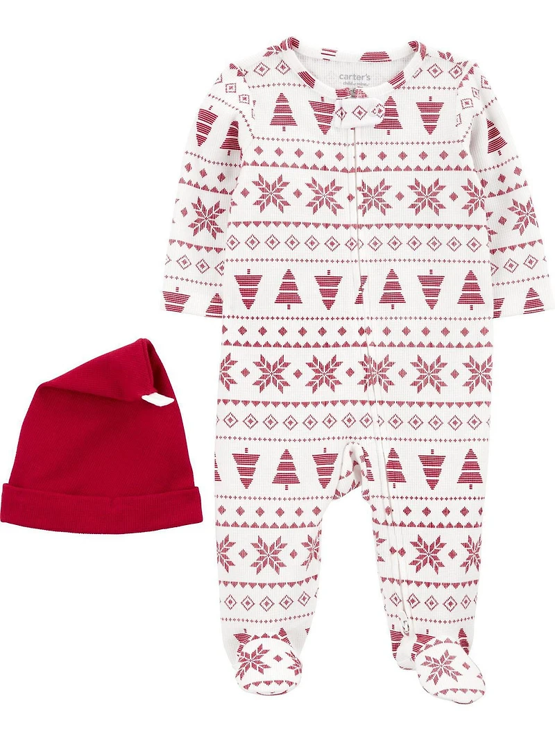 Carter's Child of Mine Baby Neutral Holiday Fair Isle Sleep n' Play Set Sizes Preemie-6/9M