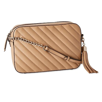 Time and Tru Women's Quilted Crossbody Bag, One Size