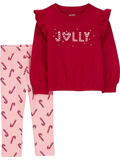 Carter's Child of Mine Ensemble de tenue 2 pièces Candy Cane pour petites filles, tailles 2T-5T