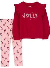 Carter's Child of Mine Ensemble de tenue 2 pièces Candy Cane pour petites filles, tailles 2T-5T