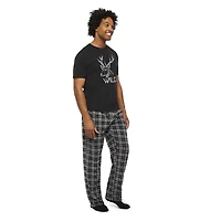 George Men's Short Sleeve Tee and Microfleece Pant 2-Piece PJ Set