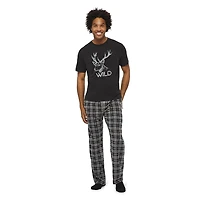 George Men's Short Sleeve Tee and Microfleece Pant 2-Piece PJ Set